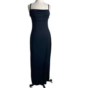Vintage Y2K L maxi dress black Merices slip with spaghetti straps